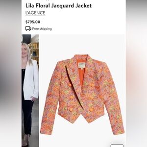 Brand new, never worn Lila Floral Jacquard Jacket by L'AGENCE .